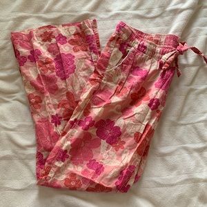 Old Navy floral pink pajama pants with lace pocket detail